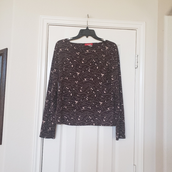 Ann Klein crewneck squiggle dot pattern blouse - Picture 1 of 5
